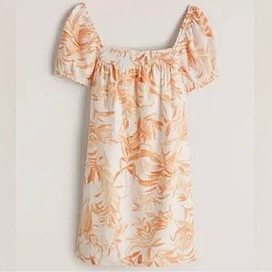 NWT: Abercrombie & Fitch Orange Hawaiian Floral Puff Sleeve Mini Dress
